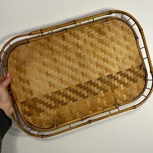 Vintage woven bamboo tray